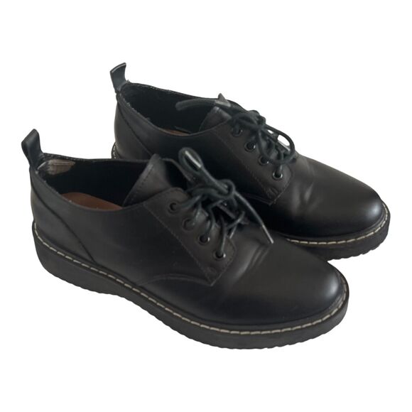 Madden Girl G-Katchy Black Leather Oxford Shoes Lace Up Womens Size 7.5 - Picture 1 of 5